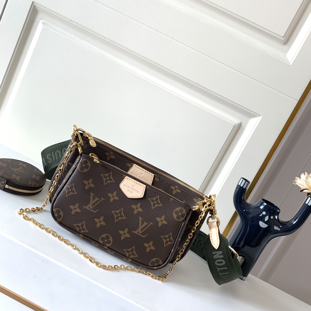 Túi Đeo Chéo Nữ Louis Vuitton LV Multi Pochette Accessoires M44813 Màu Xanh Rêu