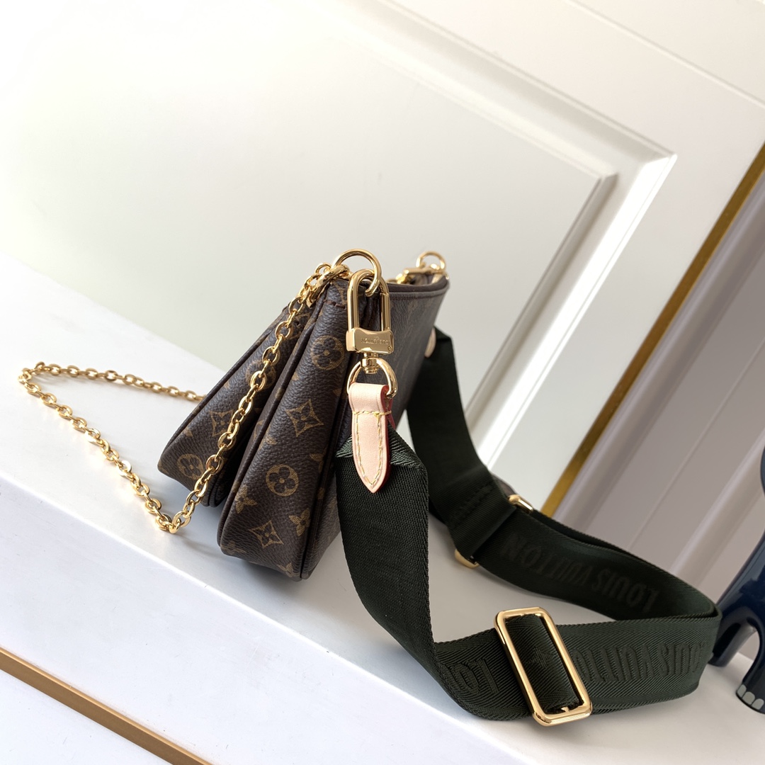 Túi Đeo Chéo Nữ Louis Vuitton LV Multi Pochette Accessoires M44813 Màu Xanh Rêu