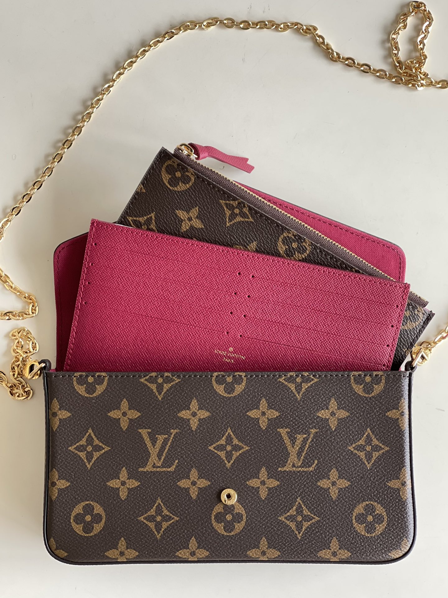Túi Đeo Chéo Nữ Louis Vuitton LV M61276 Félicie Pochette Monogram Màu Nâu