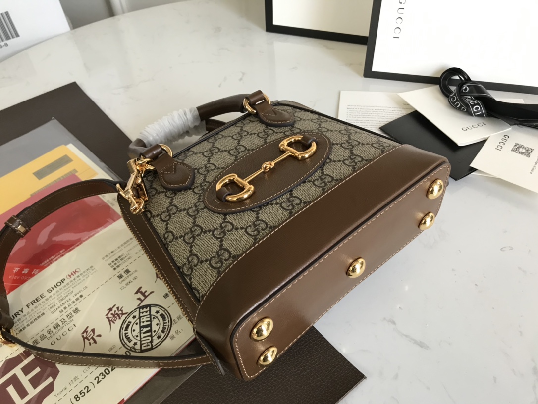Túi Xách Nữ Mini Gucci Horsebit 1955 640716  Logo Nâu
