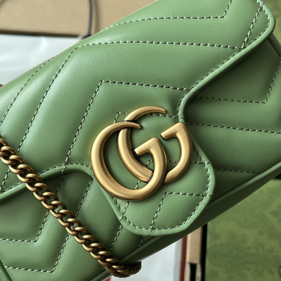 Túi Xách Nữ Sac Super Mini GG Marmont 476433 Màu Xanh Lá