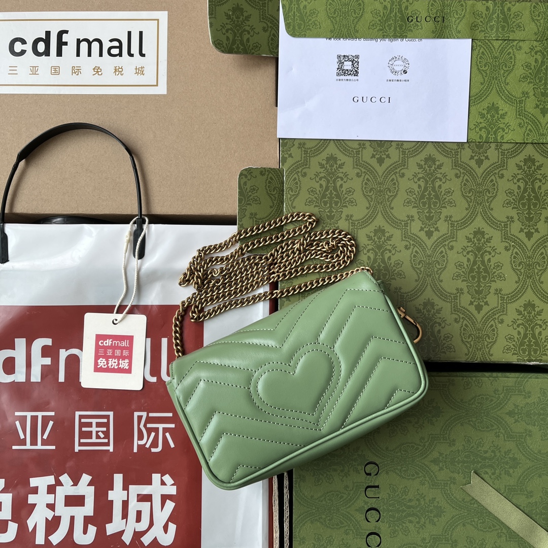 Túi Xách Nữ Sac Super Mini GG Marmont 476433 Màu Xanh Lá