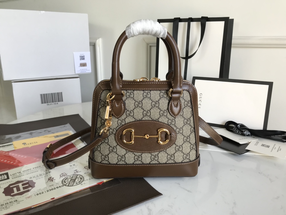 Túi Xách Nữ Mini Gucci Horsebit 1955 640716  Logo Nâu