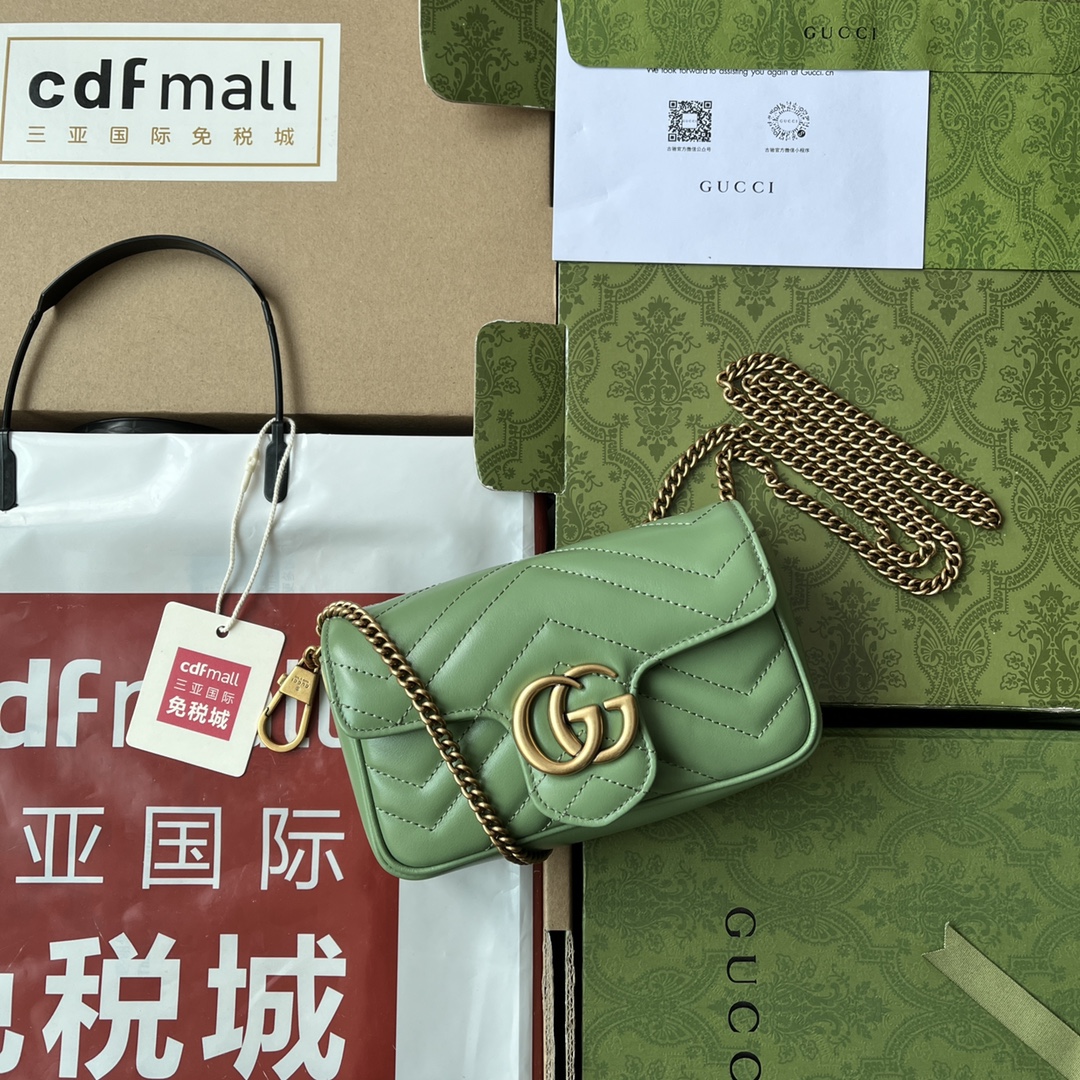 Túi Xách Nữ Sac Super Mini GG Marmont 476433 Màu Xanh Lá