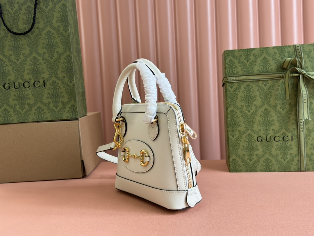 Túi Xách Nữ Mini Gucci Horsebit 1955 640716 Màu Trắng