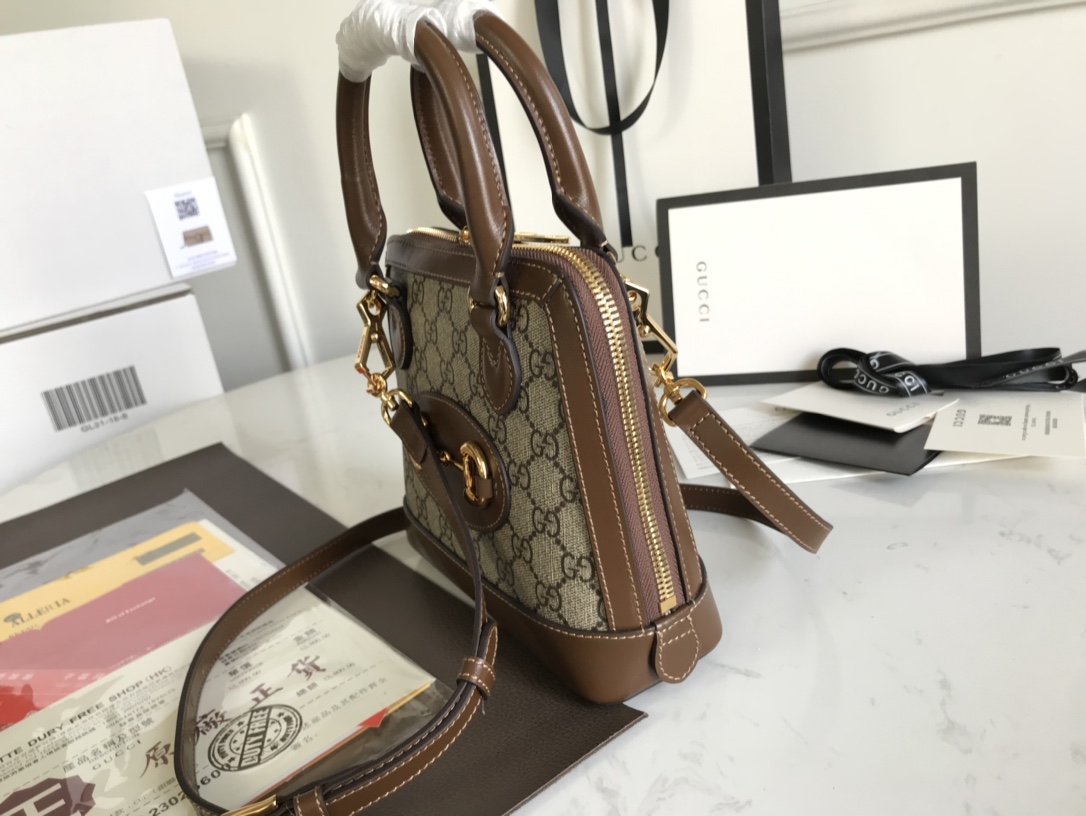 Túi Xách Nữ Mini Gucci Horsebit 1955 640716  Logo Nâu