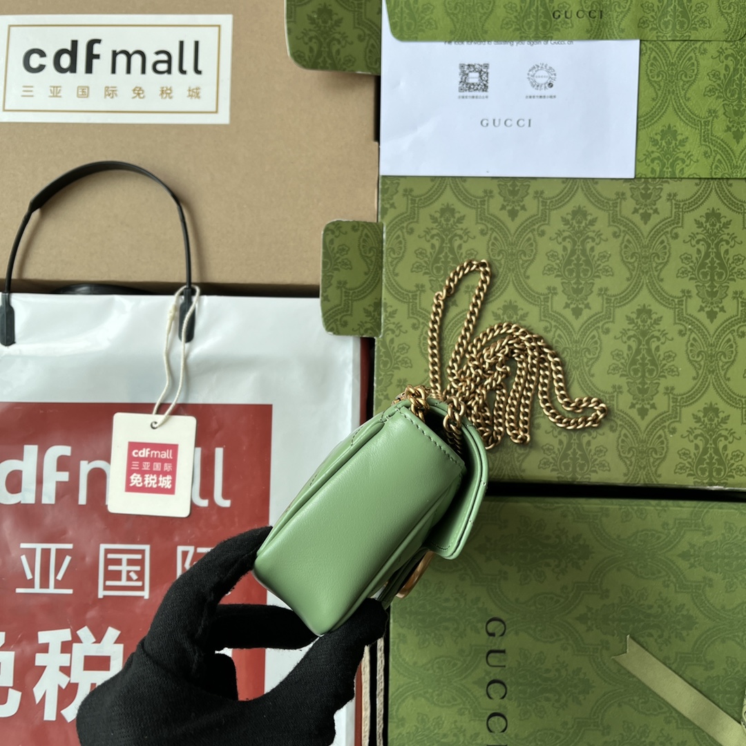 Túi Xách Nữ Sac Super Mini GG Marmont 476433 Màu Xanh Lá