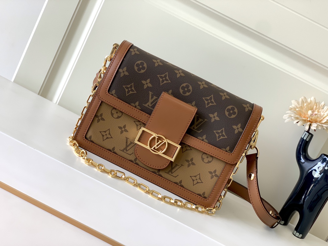 Túi Xách Nữ Louis Vuitton LV Dauphine MM Monogram M45958 Màu Nâu