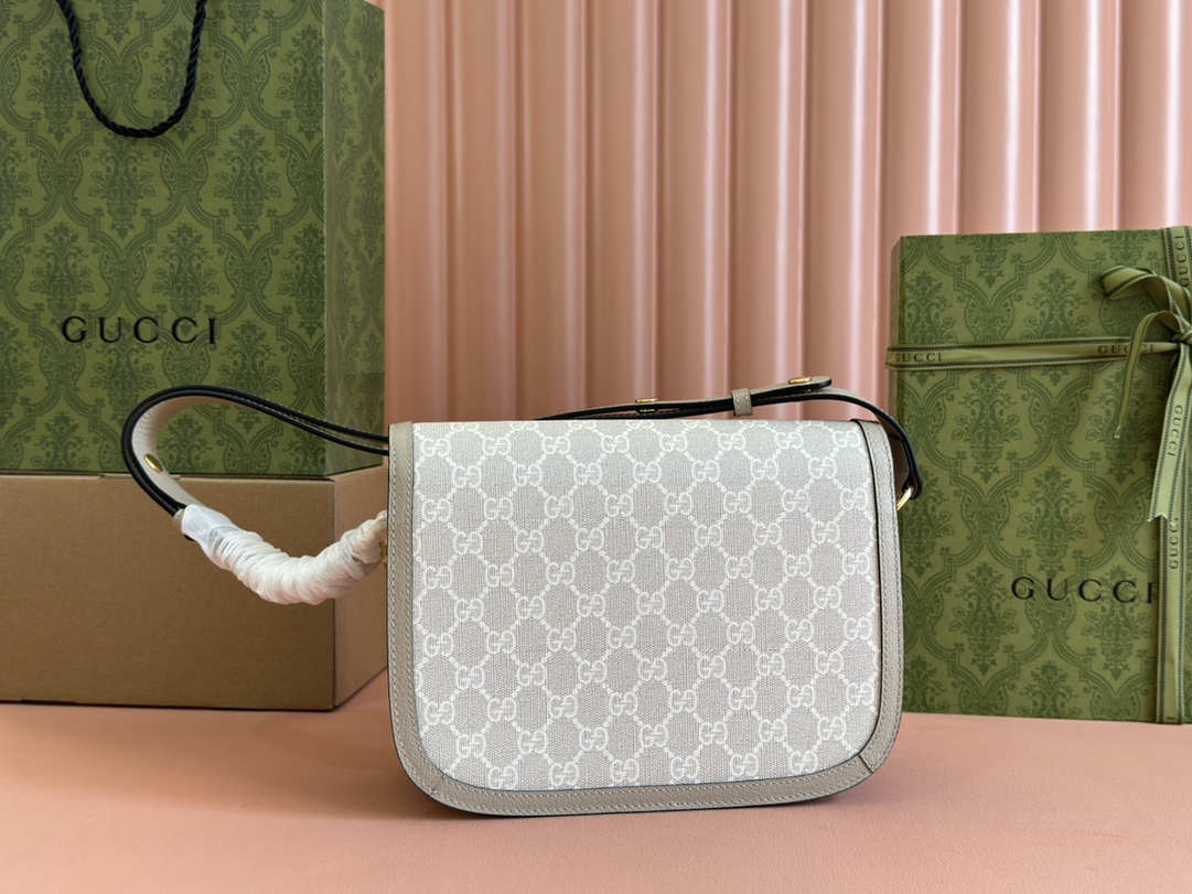 Túi Xách Nữ Gucci Horsebit 1955 602204 Logo Trắng
