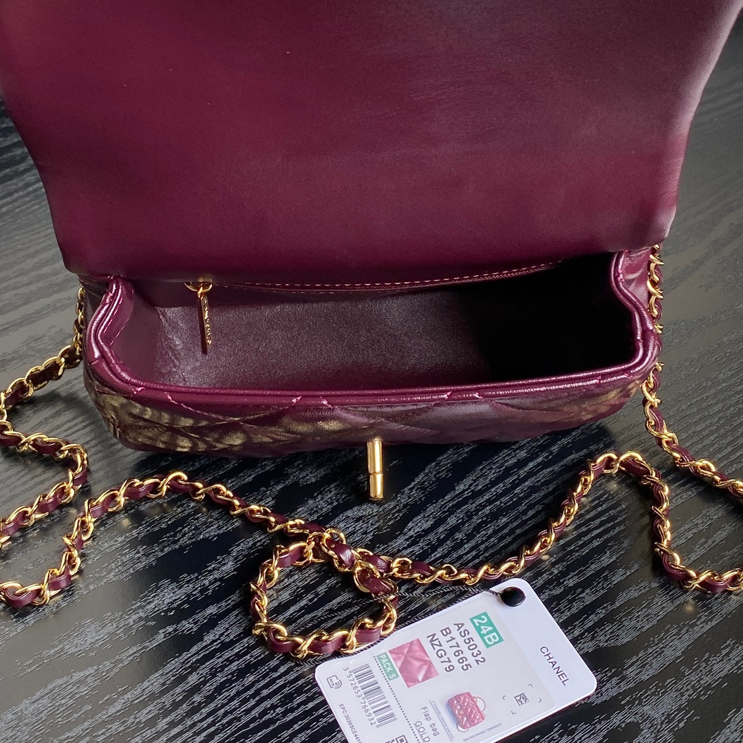 Túi Xách Chanel 24B Mini Flap with Top Handle Màu Đỏ Đô AS5032