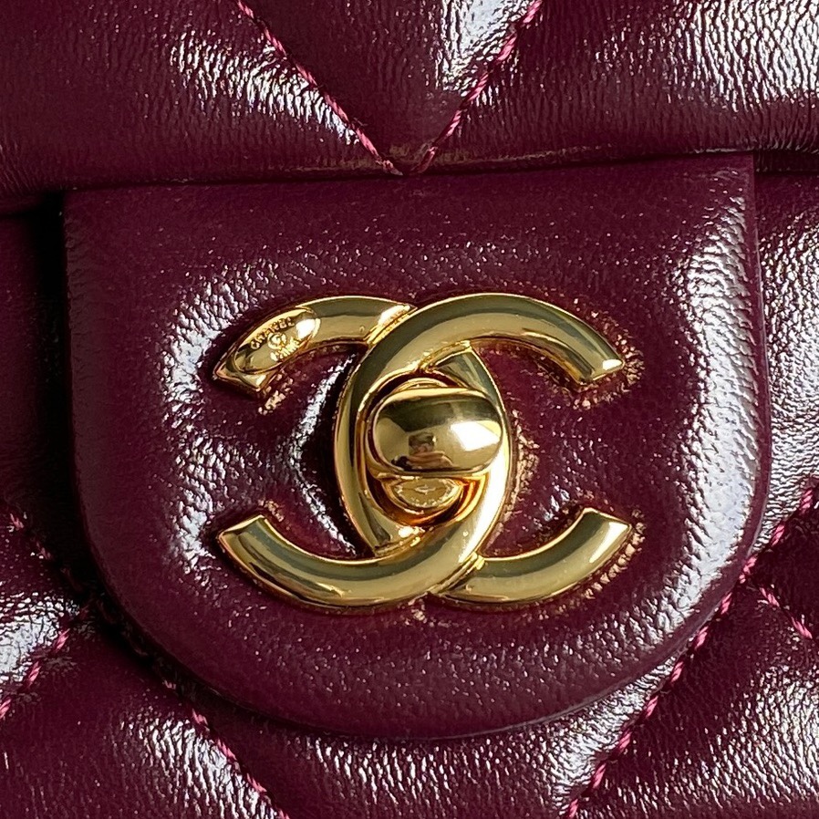 Túi Xách Chanel 24B Mini Flap with Top Handle Màu Đỏ Đô AS5032