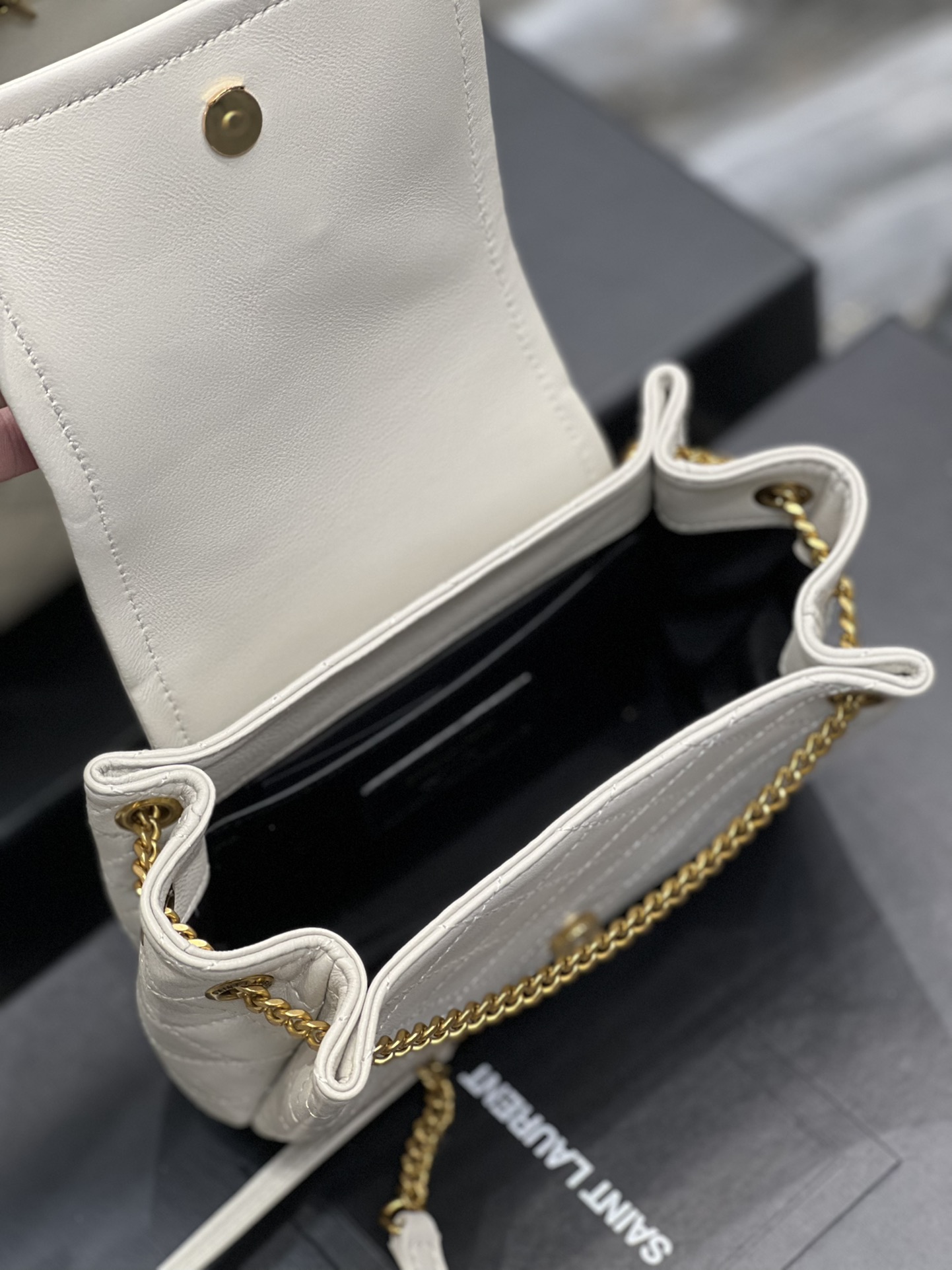 YSL Monogram Mini Nolita 672738 (White)