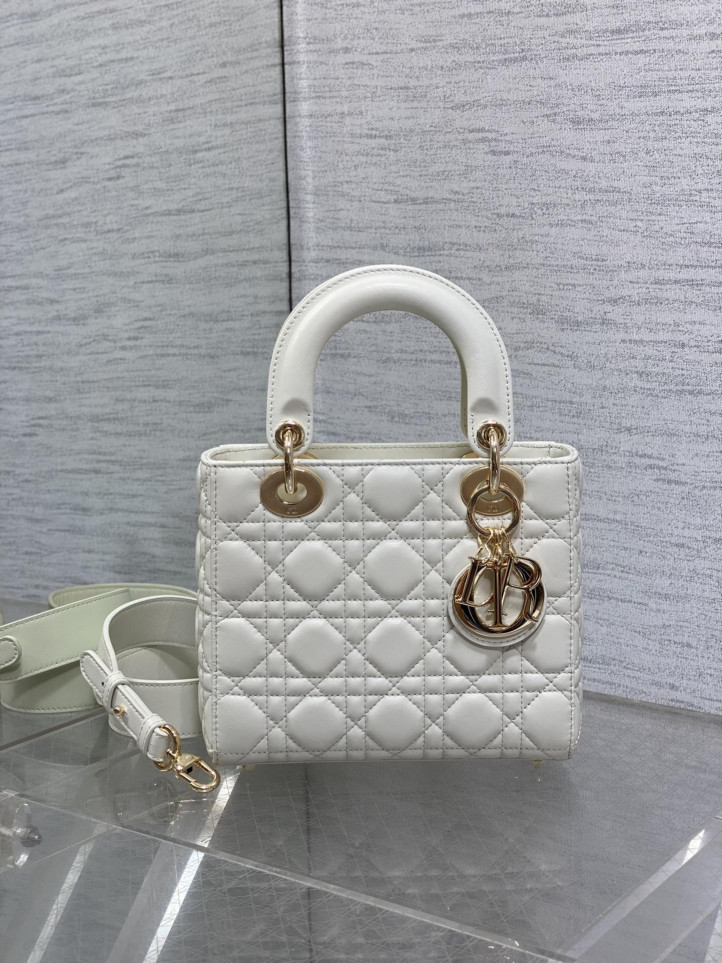 Túi Xách tay Lady Dior Nữ Màu Trắng