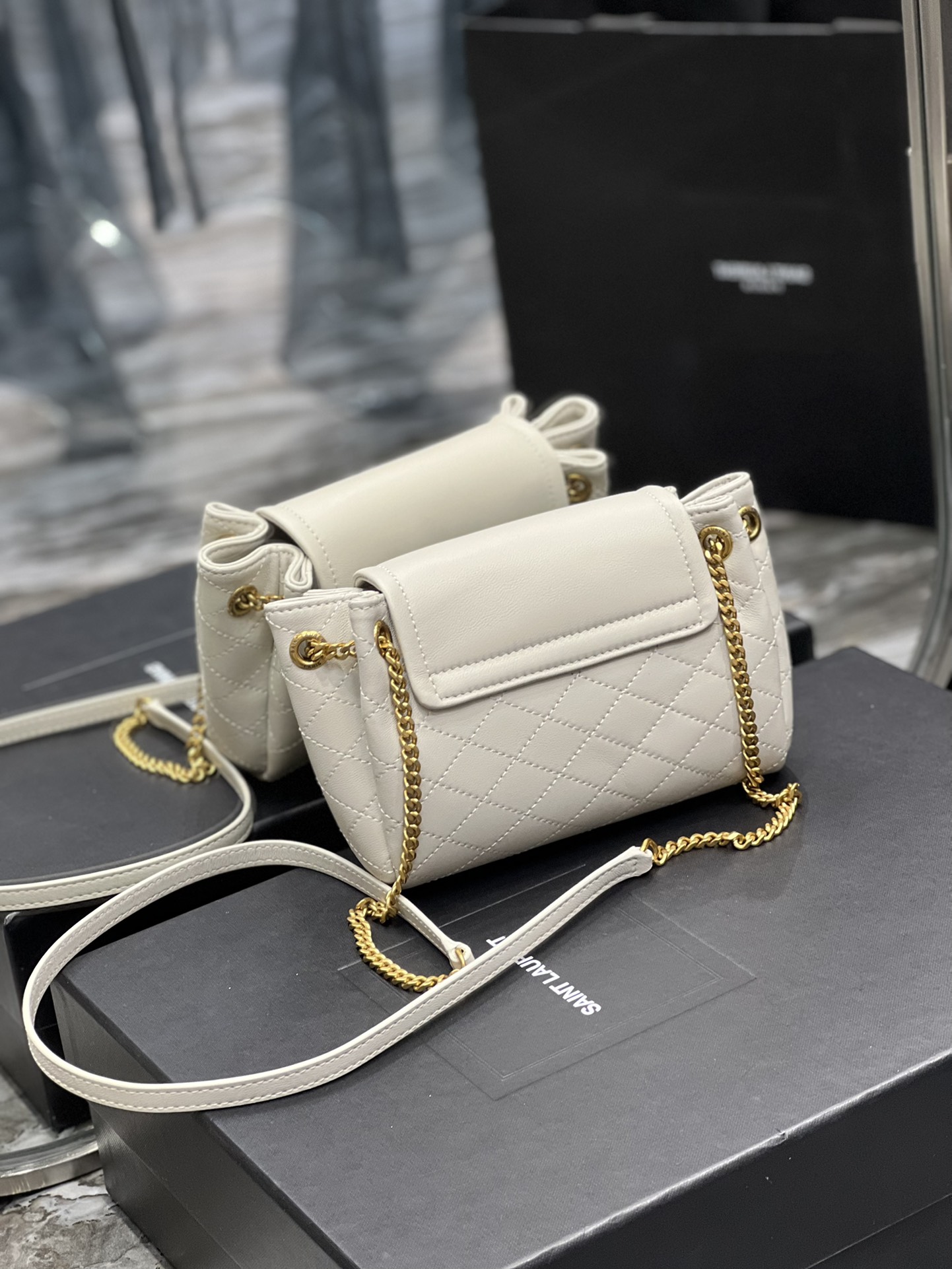 YSL Monogram Mini Nolita 672738 (White)