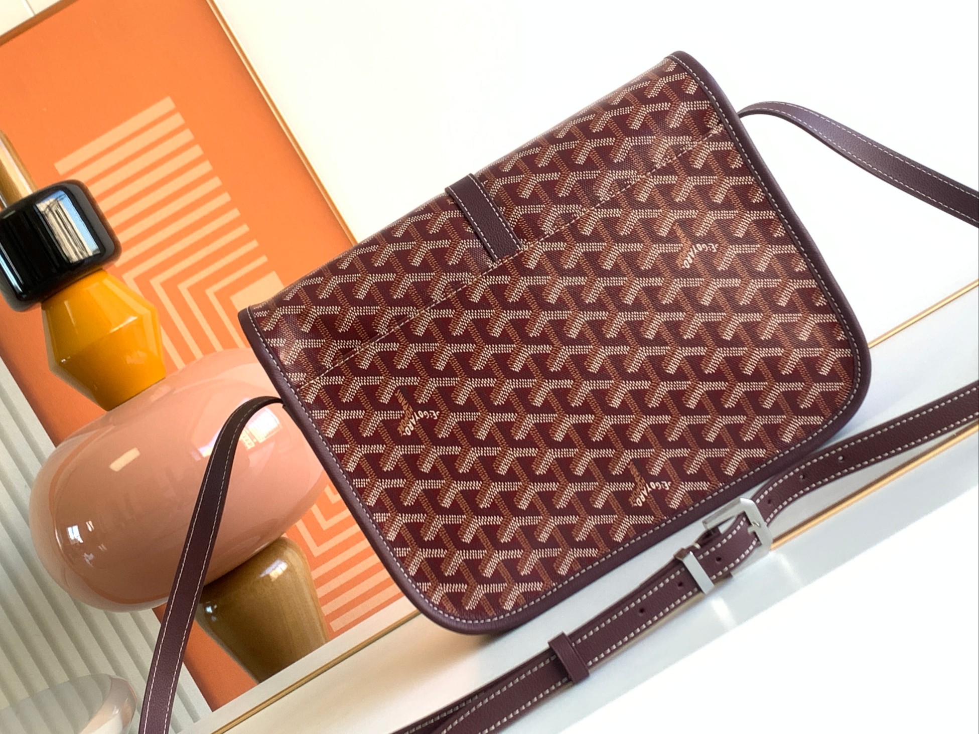 Túi Xách Nam Goyard Belvedere 8023 Màu Đỏ Đô
