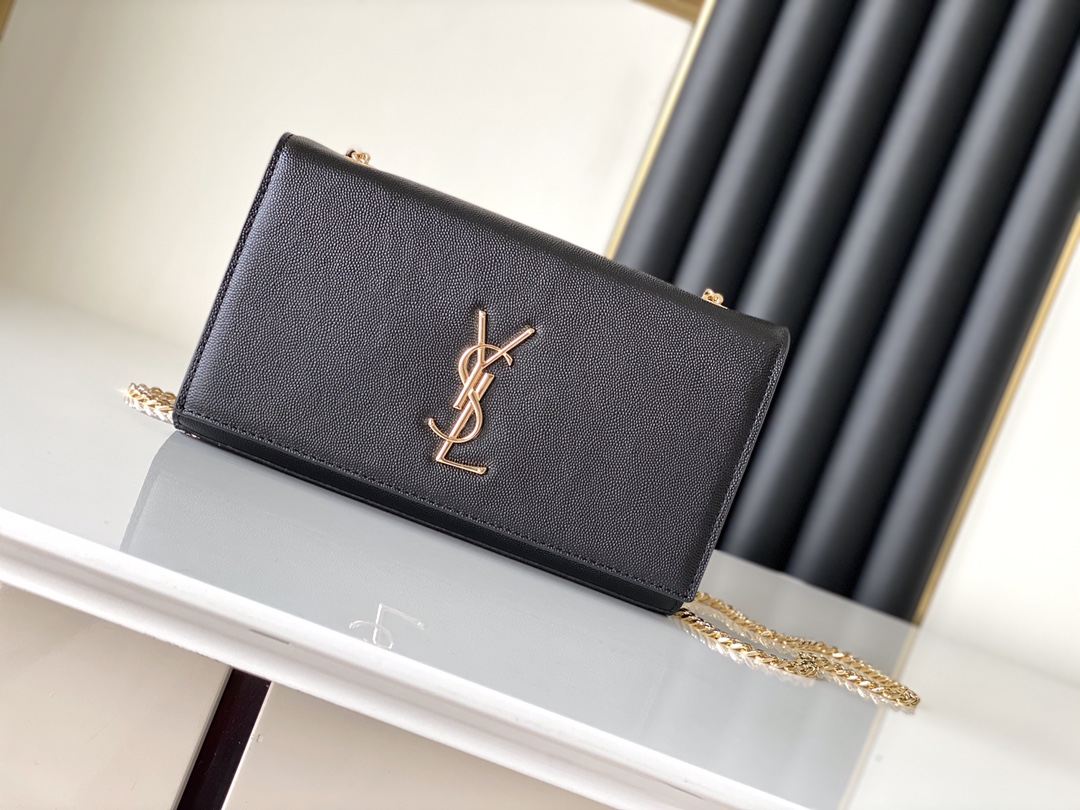 Túi Xách Nữ YSL KATE 377629 Màu Đen Khóa Vàng
