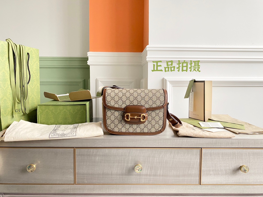 Túi Xách Nữ Gucci Horsebit 1955 602204 Logo Nâu