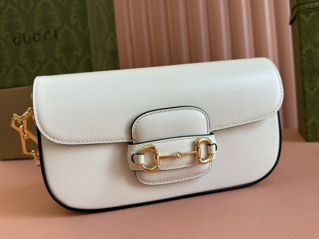 Sac à épaule Gucci Horsebit 1955 petite taille 735178  ( White)