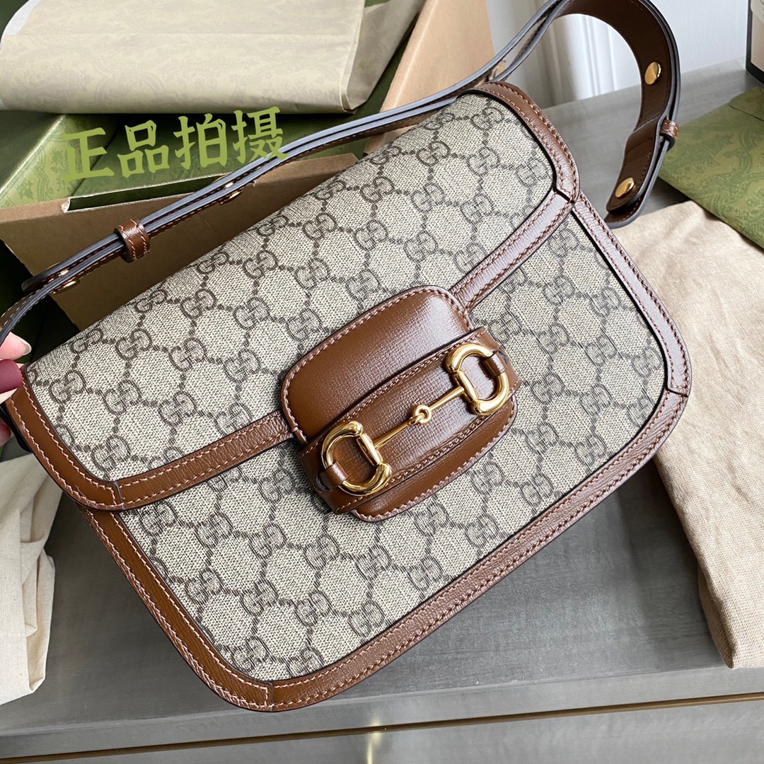 Túi Xách Nữ Gucci Horsebit 1955 602204 Logo Nâu