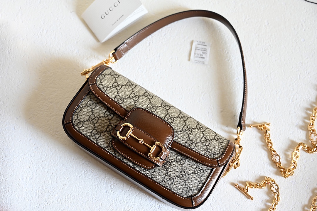 Sac à épaule Gucci Horsebit 1955 petite taille 735178  ( Logo nâu )