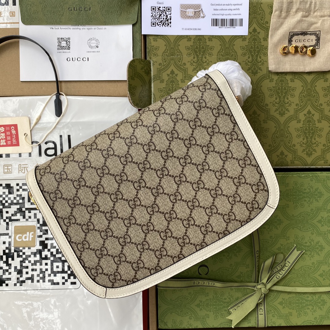 Túi Xách Nữ Gucci Horsebit 1955 602204 Logo Trắng