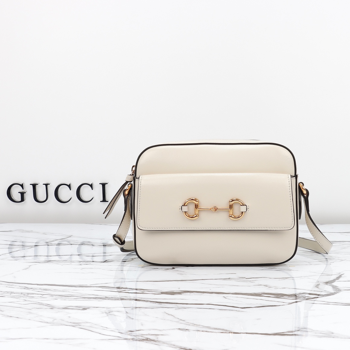 Sac à épaule Gucci Horsebit 1955 petite taille 645454 ( white)