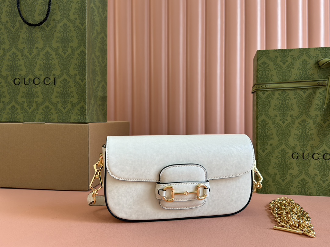 Sac à épaule Gucci Horsebit 1955 petite taille 735178  ( White)