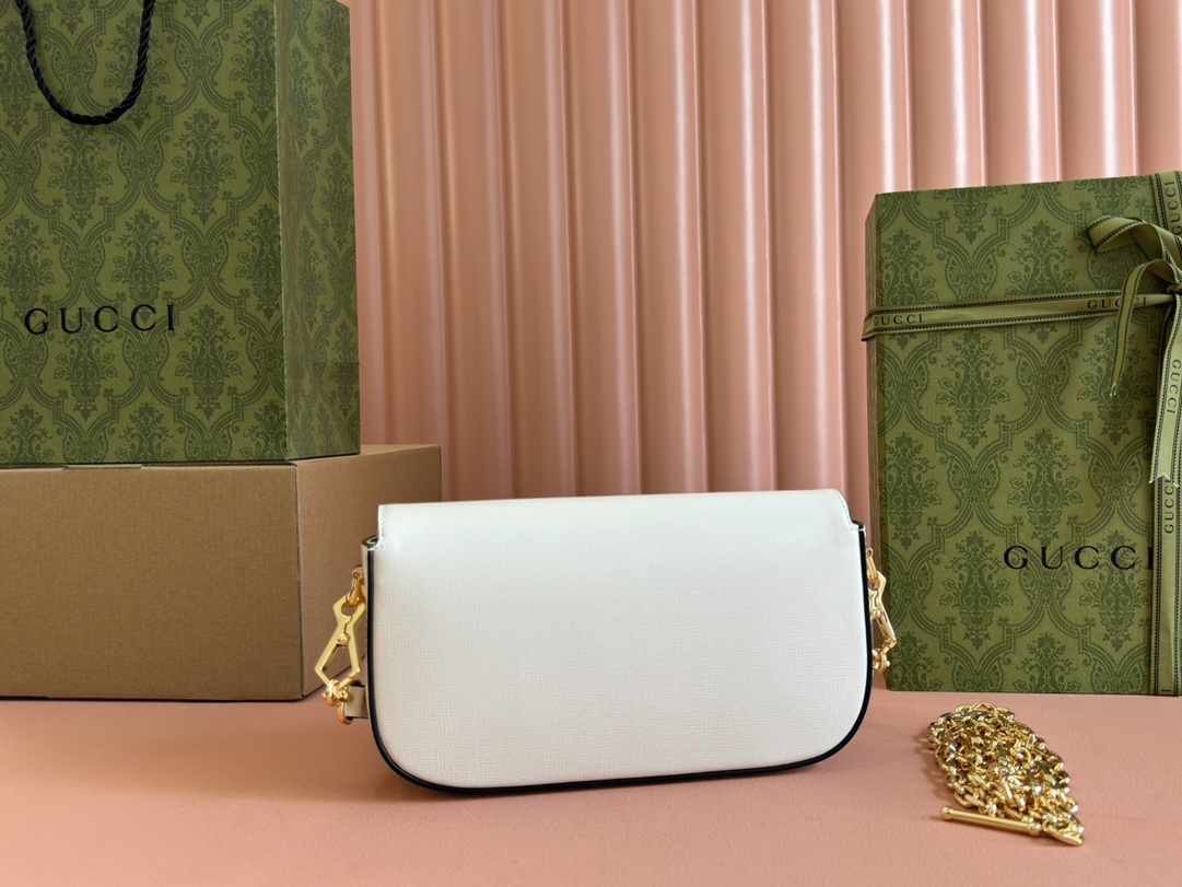 Sac à épaule Gucci Horsebit 1955 petite taille 735178  ( White)