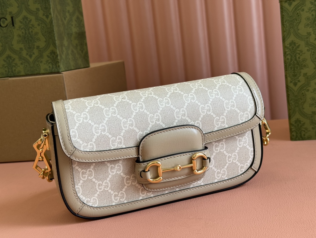 Sac à épaule Gucci Horsebit 1955 petite taille 735178  ( Logo White)