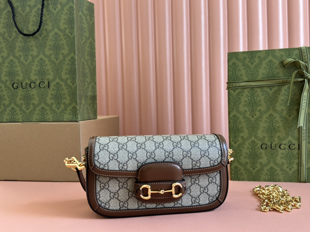 Sac à épaule Gucci Horsebit 1955 petite taille 735178  ( Logo nâu )