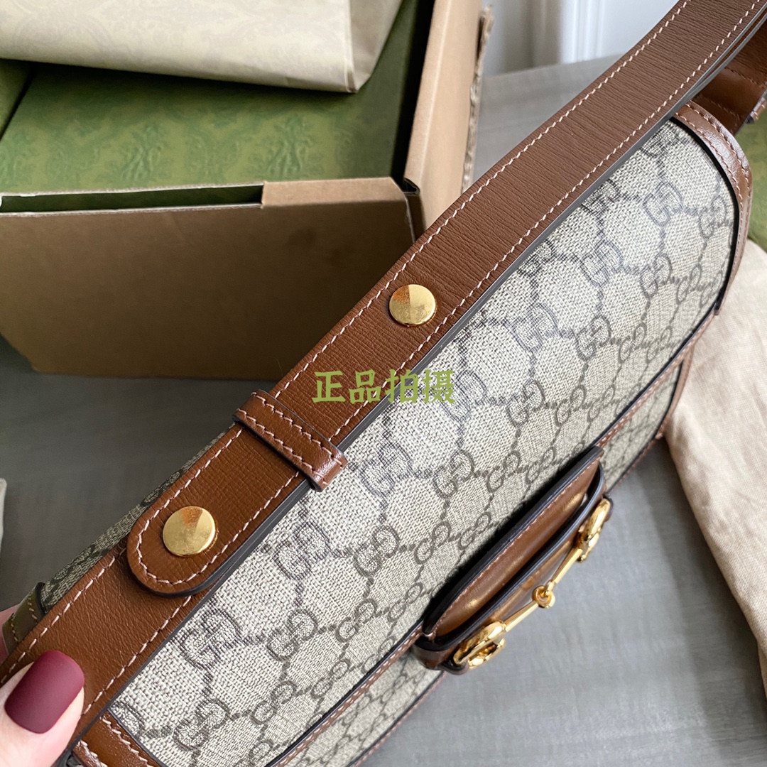 Túi Xách Nữ Gucci Horsebit 1955 602204 Logo Nâu