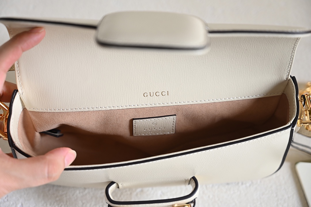 Sac à épaule Gucci Horsebit 1955 petite taille 735178  ( White)