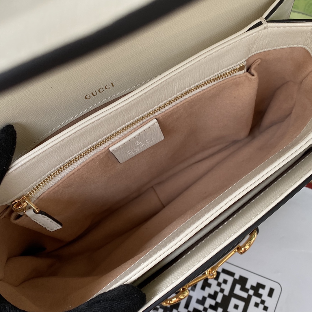 Túi Xách Nữ Gucci Horsebit 1955 602204 Logo Trắng