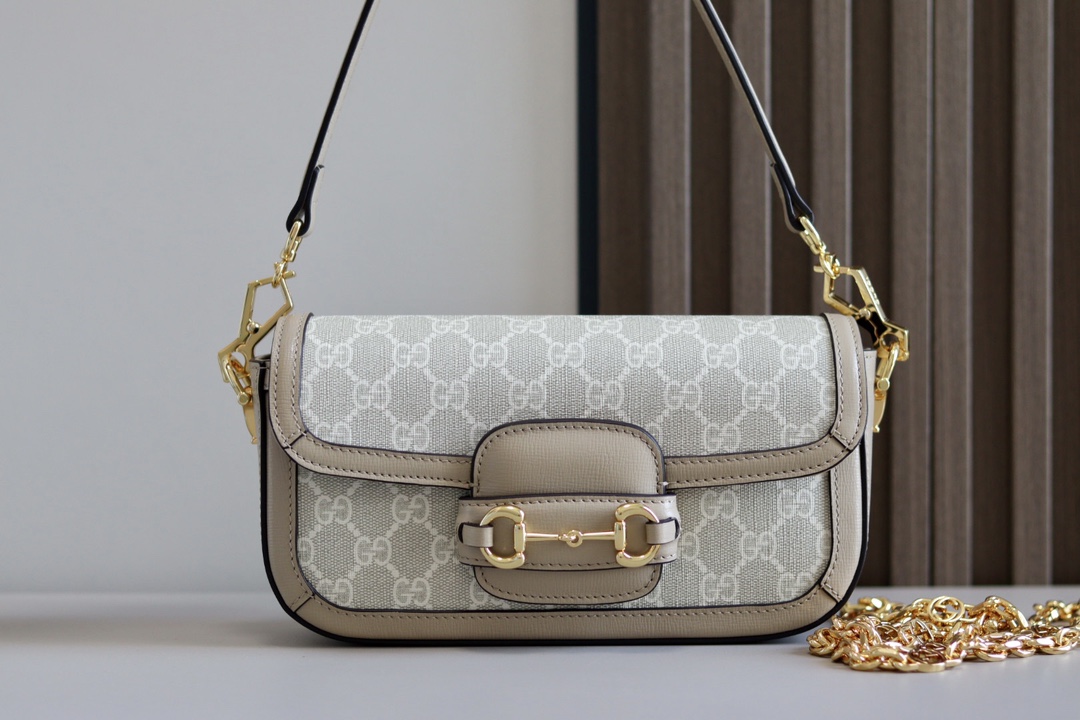 Sac à épaule Gucci Horsebit 1955 petite taille 735178  ( Logo White)