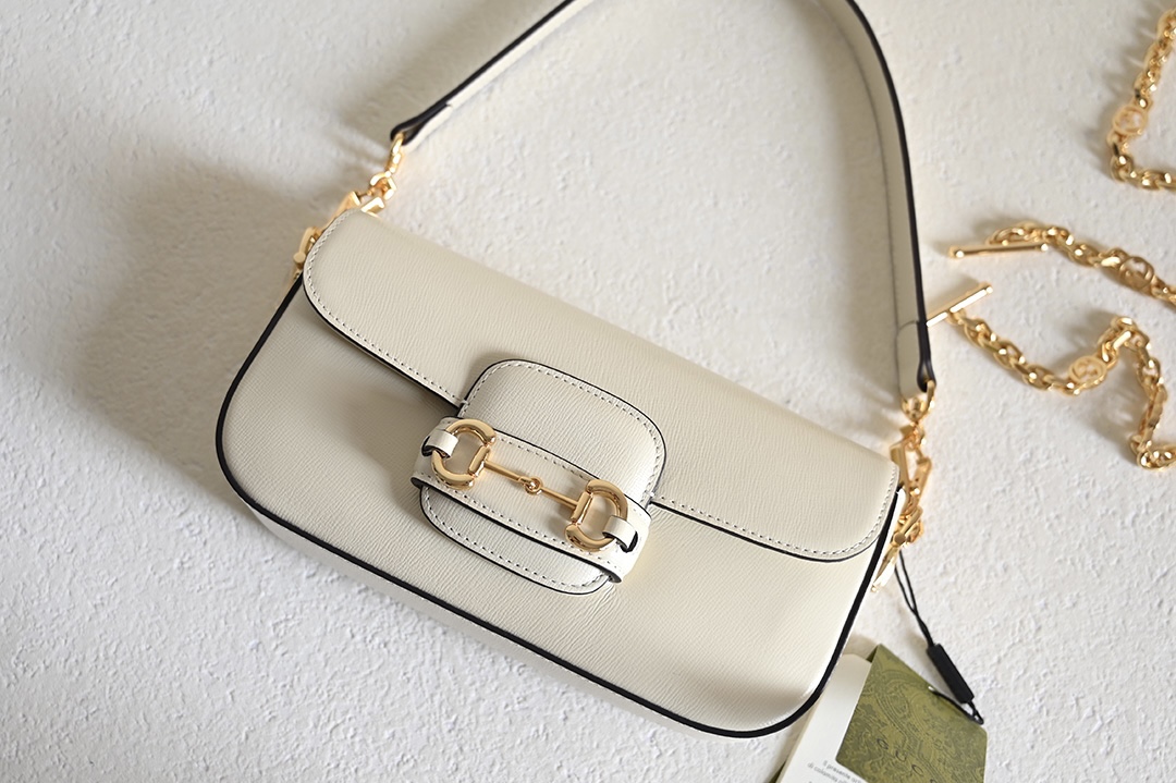 Sac à épaule Gucci Horsebit 1955 petite taille 735178  ( White)
