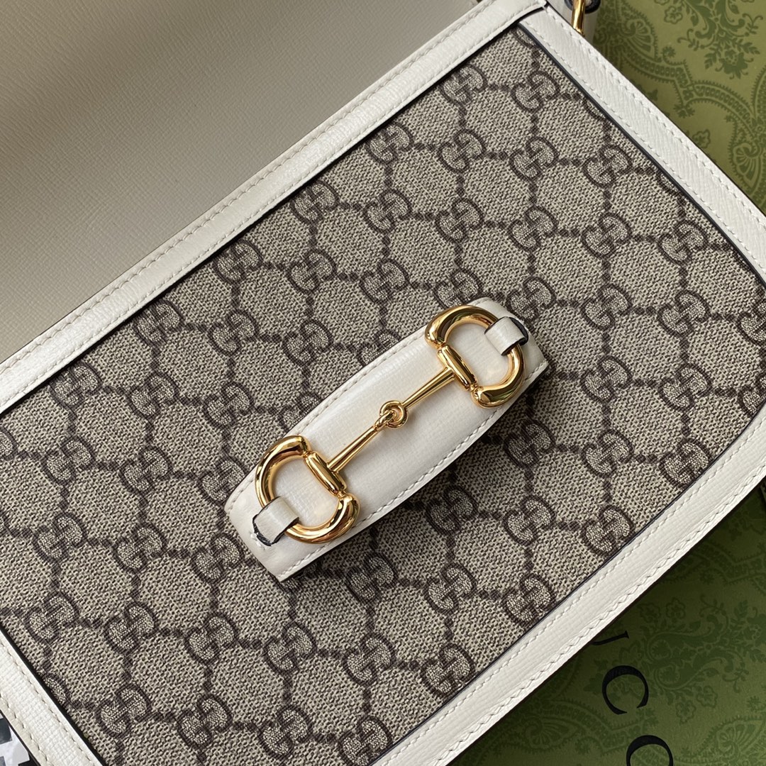 Túi Xách Nữ Gucci Horsebit 1955 602204 Logo Trắng
