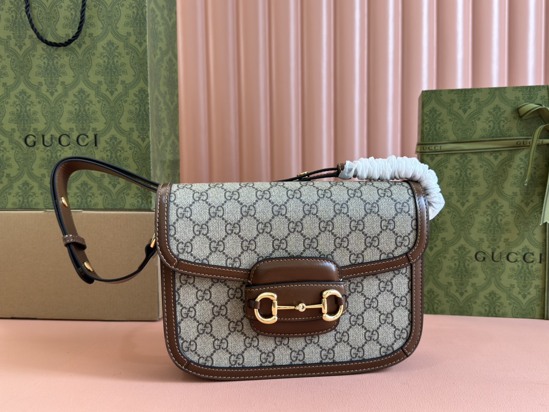 Túi Xách Nữ Gucci Horsebit 1955 602204 Logo Nâu