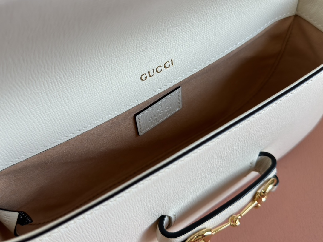 Sac à épaule Gucci Horsebit 1955 petite taille 735178  ( White)