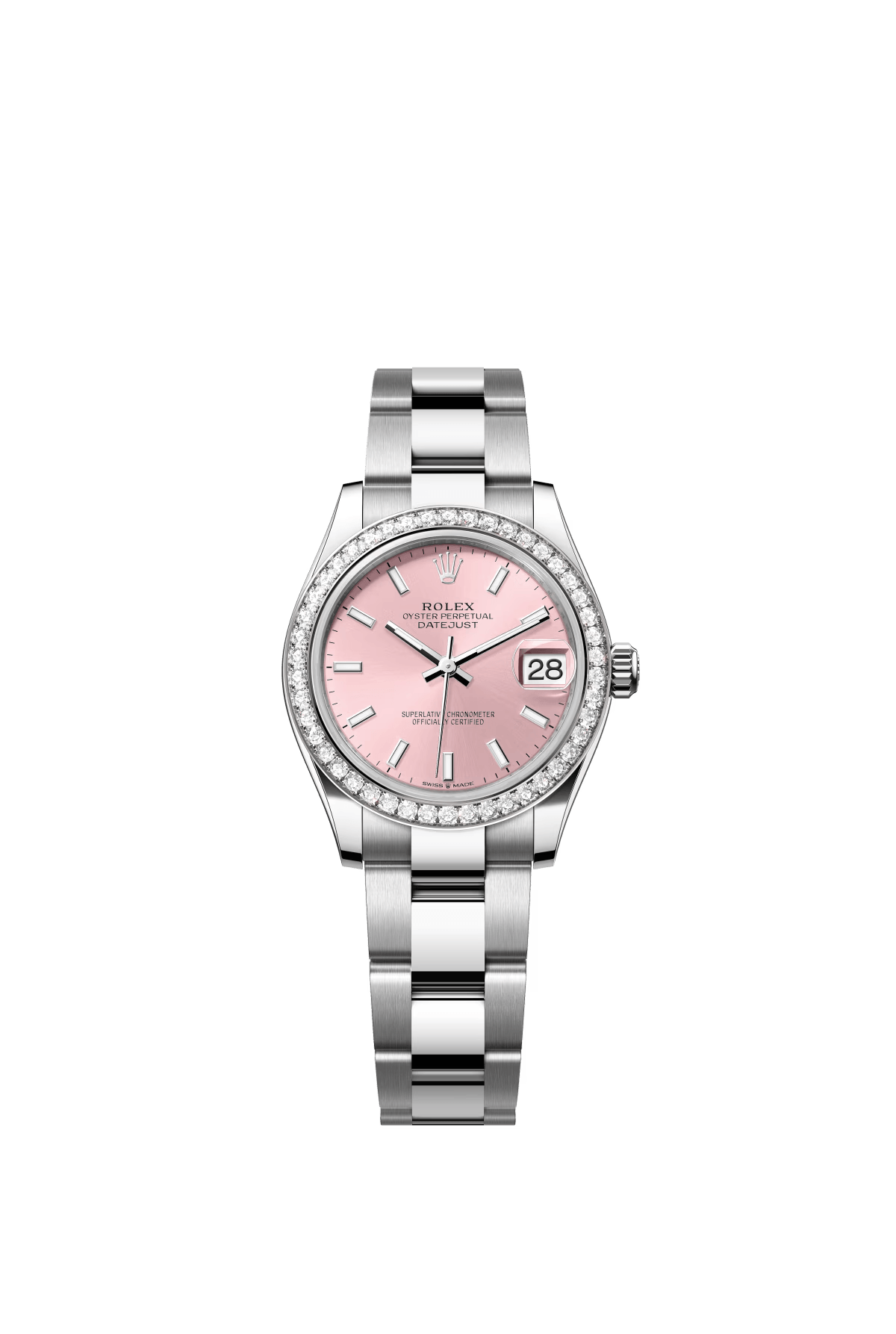 The Oyster Perpetual Datejust 31 is available in white gold and Oystersteel with a pink dial and Oyster bracelet. -m278384rbr-0017