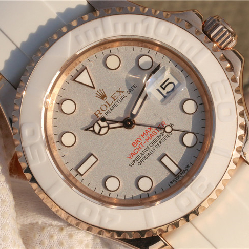 The Oyster Perpetual Yacht-Master Baymax Rose Gold Mix White Rubber Strap 40mm