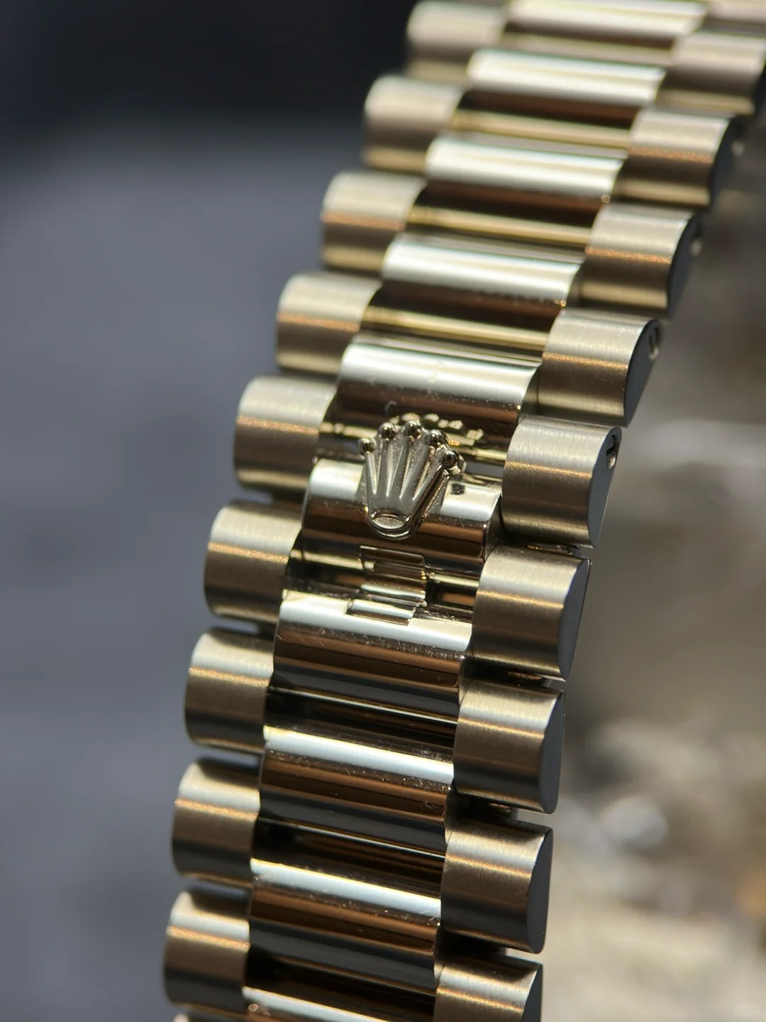 The Oyster Perpetual Day-Date 40 in 18 ct white gold with a graduated blue dial, diamond-set bezel and President bracelet. -m228349rbr-0045