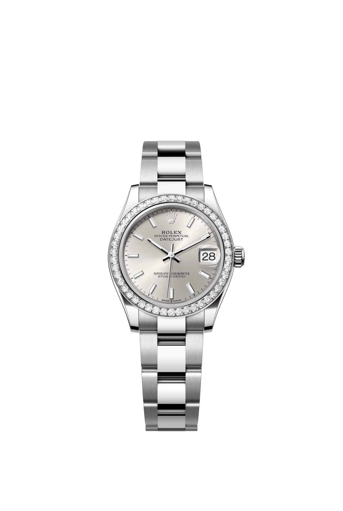 The Oyster Perpetual Datejust 31 is available in white gold and Oystersteel with a silver dial and Oyster bracelet. -m278384rbr-0015