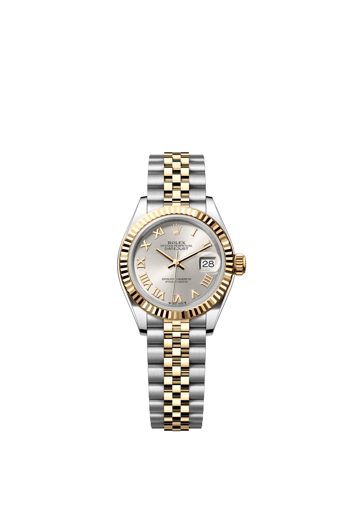 The Oyster Perpetual Lady-Datejust in yellow gold and Oystersteel with a silver dial and Jubilee bracelet. -m279173-0005 28mm