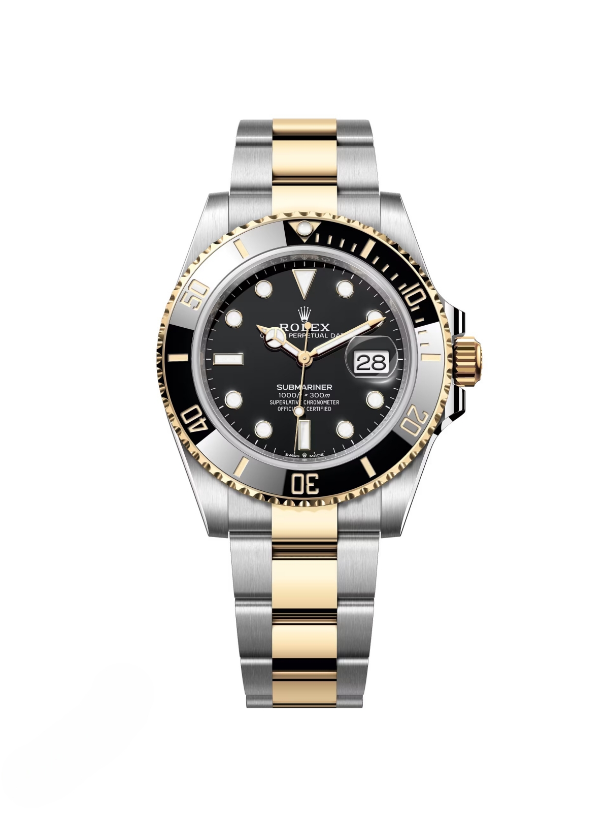 【Super Clone】Rolex Submariner 41mm Two-Tone Yellow Gold Black Dial Black Bezel - 126613LN