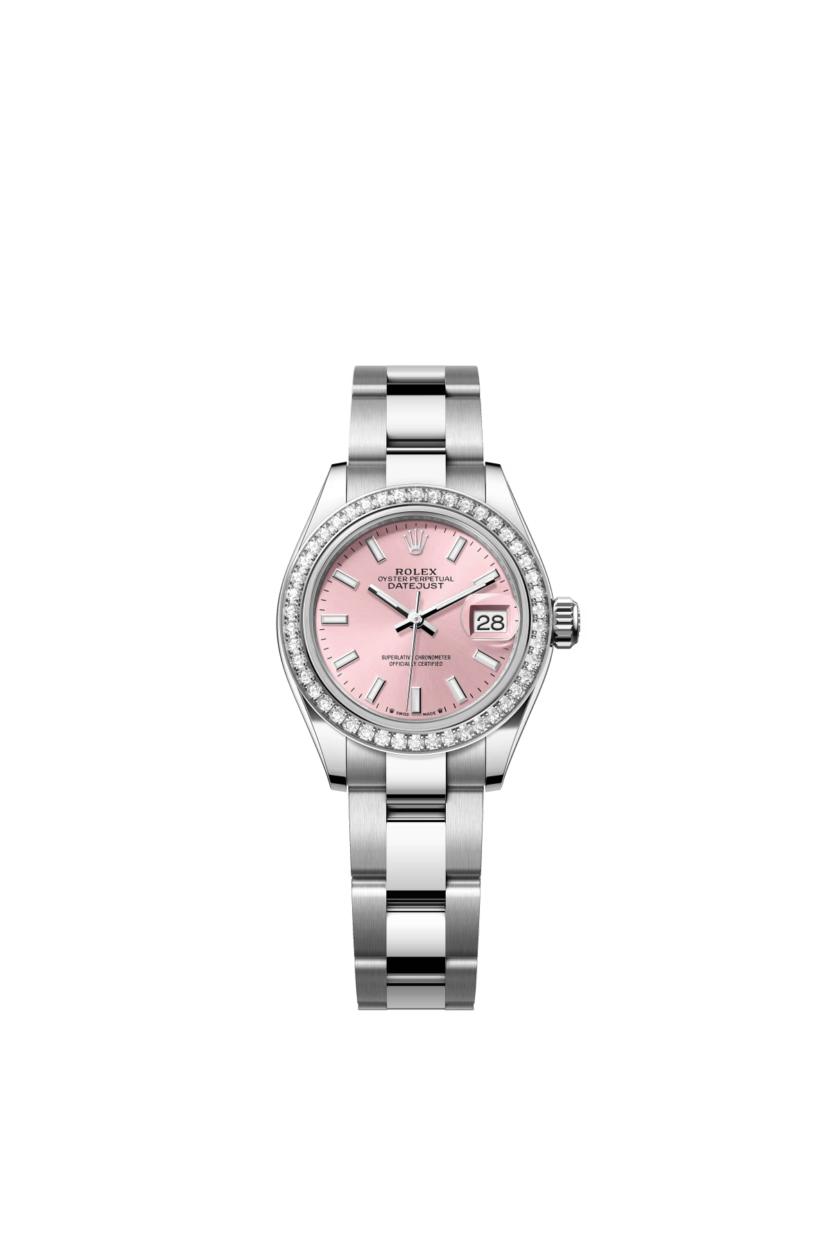 The Oyster Perpetual Lady-Datejust in white gold and Oystersteel with a pink dial and Oyster bracelet. -m279384rbr-0002 28mm
