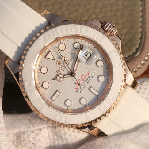 The Oyster Perpetual Yacht-Master Baymax Rose Gold Mix White Rubber Strap 40mm