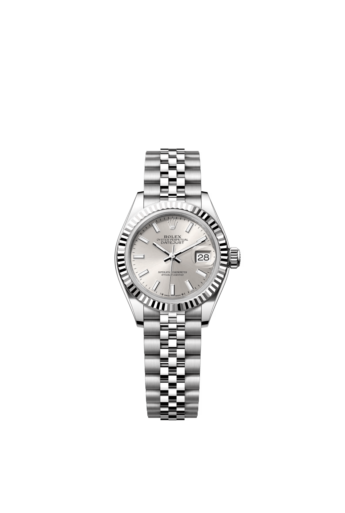 The Oyster Perpetual Lady-Datejust in white gold and Oystersteel with a silver dial and Jubilee bracelet. -m279174-0005 28mm