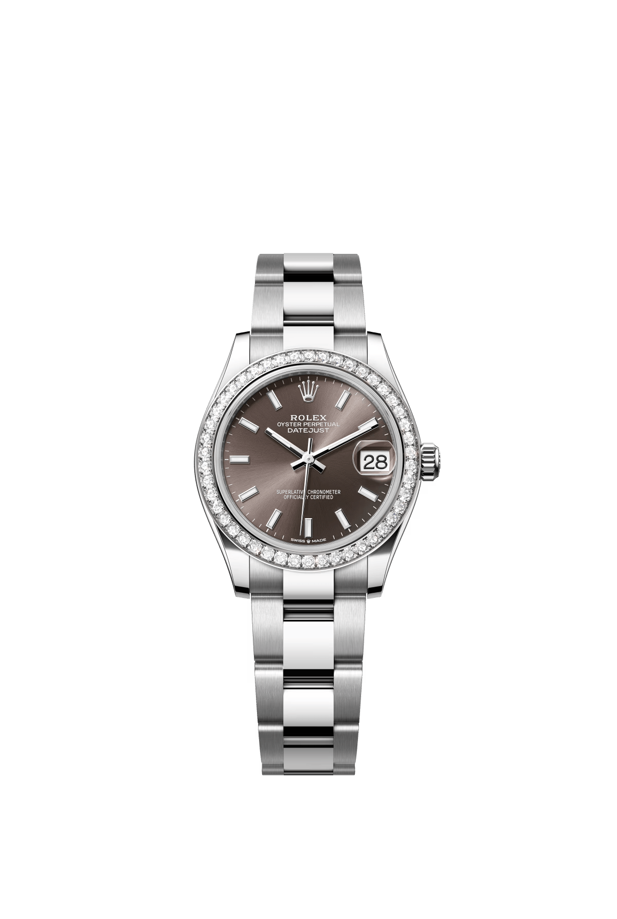 The Oyster Perpetual Datejust 31 is available in white gold and Oystersteel with a dark grey dial and an Oyster bracelet. -m278384rbr-0019