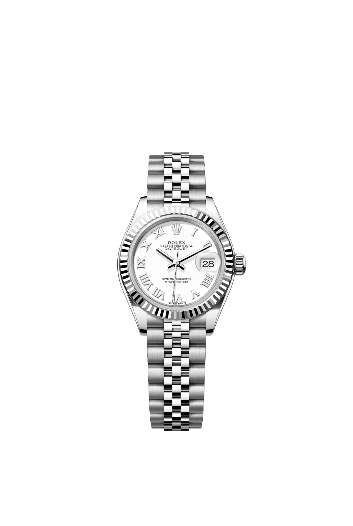 The Oyster Perpetual Lady-Datejust in white gold and Oystersteel with a white dial and Jubilee bracelet. -m279174-0019 28mm