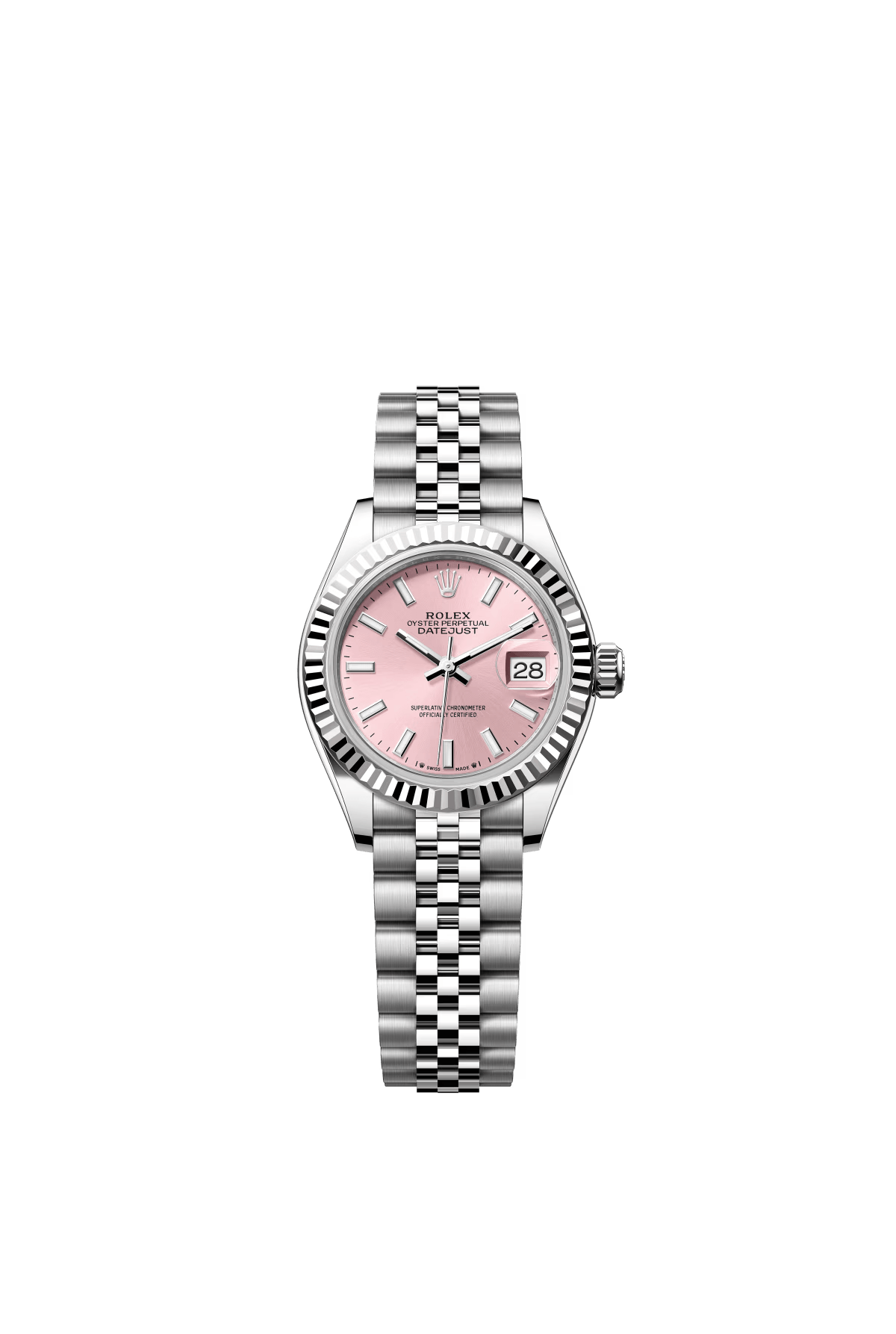 The Oyster Perpetual Lady-Datejust in white gold and Oystersteel with a pink dial and a Jubilee bracelet. -m279174-0001 28mm